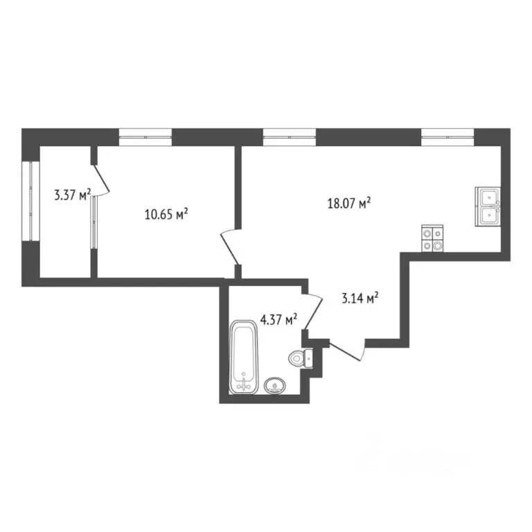 1-к кв. Тюменская область, Тюмень ул. Пожарных и Спасателей, 1 (35.9 ... - Фото 2
