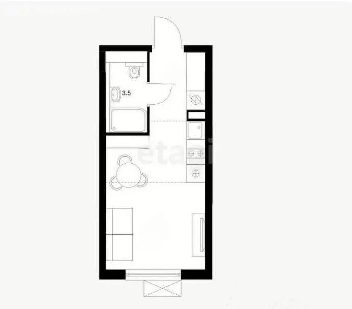 Квартира-студия: Тверь, улица Хромова, 27к1 (28 м) - Фото 1