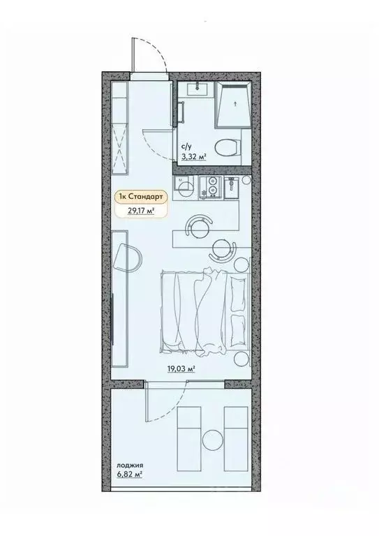 Студия Крым, Евпатория ул. Симферопольская, 1Ж (29.17 м) - Фото 0