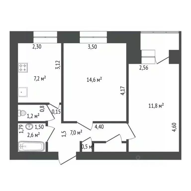 2-к кв. Башкортостан, Уфа ул. Гафури, 105 (46.3 м) - Фото 2