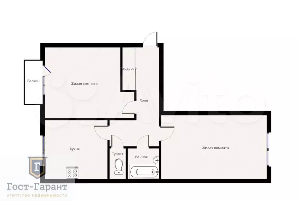 2-к. квартира, 55 м, 4/5 эт. - Фото 0