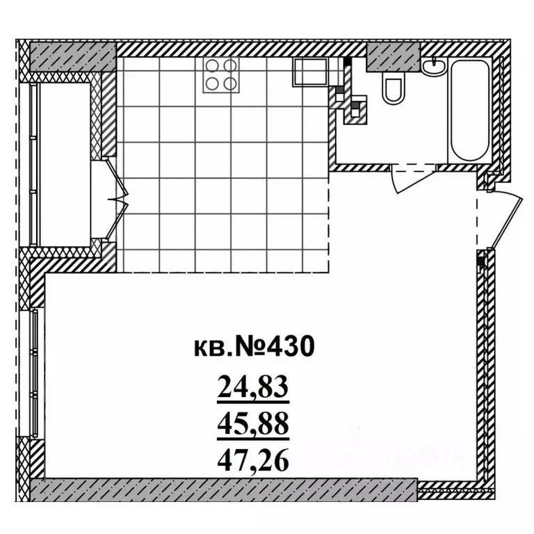 Студия Новосибирская область, Новосибирск Садовая ул., 17 (47.26 м) - Фото 0