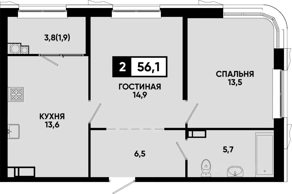 2-к кв. Ставропольский край, Кисловодск  (56.1 м) - Фото 0