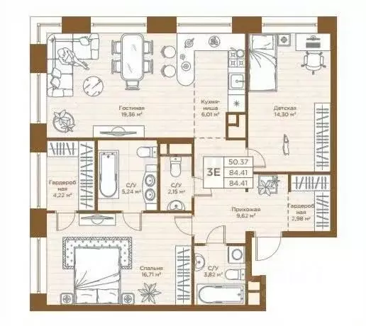 3-к кв. Татарстан, Казань ул. Алексея Козина, 10 (83.4 м) - Фото 2