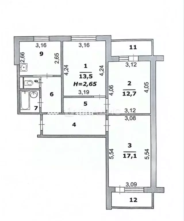 3-к кв. Белгородская область, Белгород ул. Щорса, 45а (71.0 м) - Фото 2