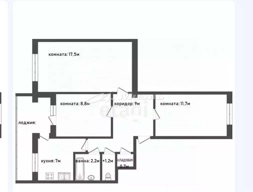 3-к кв. Крым, Красноперекопск ул. Калинина, 13 (57.0 м) - Фото 1