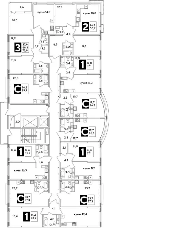 2-к кв. Краснодарский край, Краснодар ул. Ивана Беличенко, 88 (61.2 м) - Фото 1