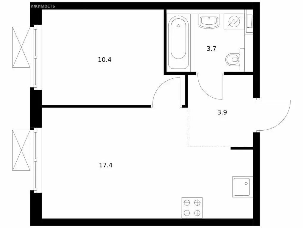 1-комнатная квартира: Ярославль, улица Академика Колмогорова, 24 (35.6 ... - Фото 1