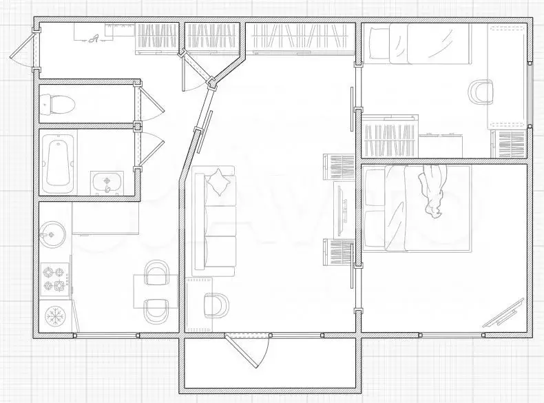 Доля в 3-к. квартире, 47,6 м, 3/5 эт. - Фото 0