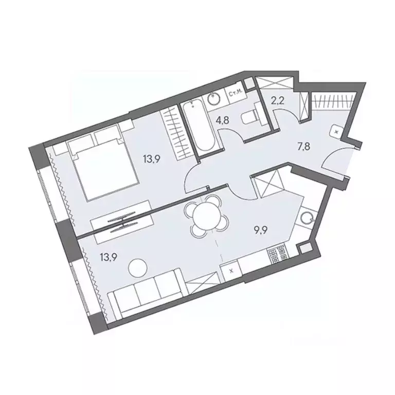 2-к кв. Москва ш. Боровское (дублер) (53.0 м) - Фото 0