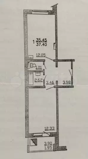 1-к. квартира, 37,4 м, 8/14 эт. - Фото 0