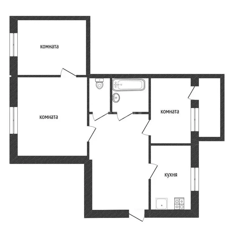 3-комнатная квартира: Кириши, Волховская набережная, 26 (59.6 м) - Фото 1