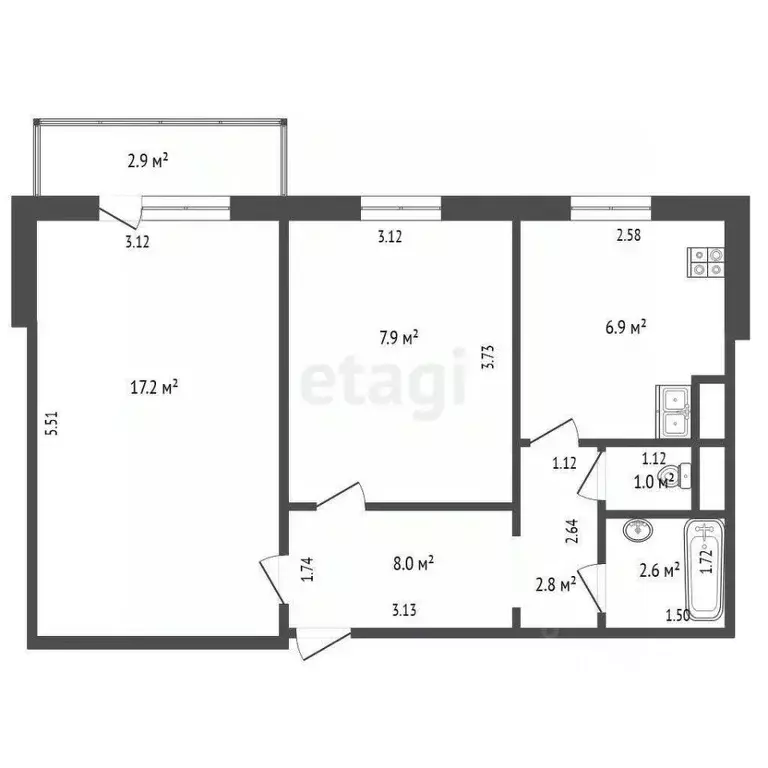 2-к кв. Крым, Раздольное пгт ш. Евпаторийское, 40 (43.6 м) - Фото 2