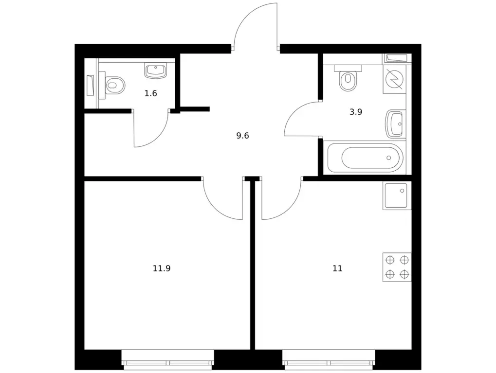 1-к квартира, 38 м - Фото 0