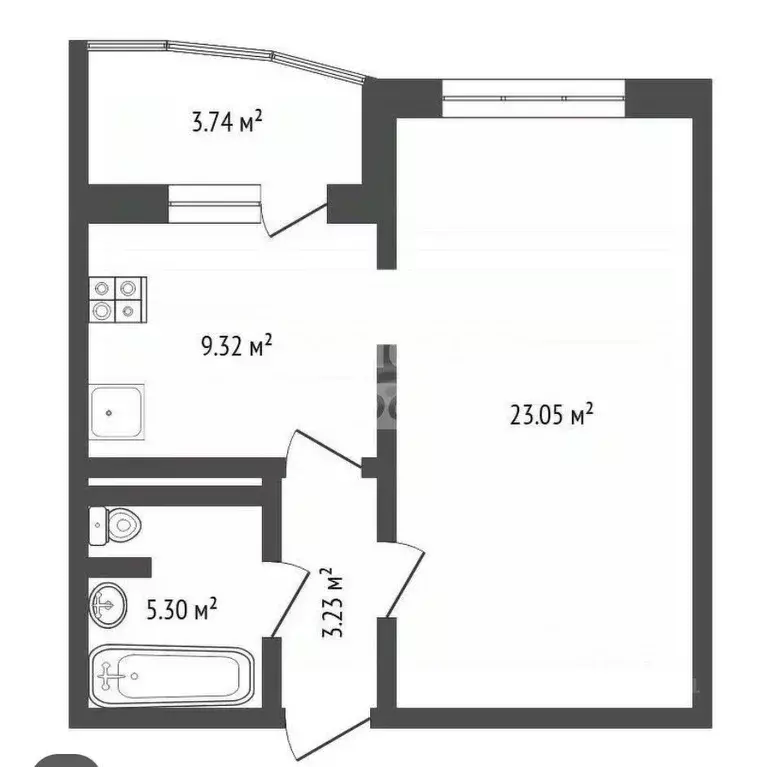 1-к кв. Тюменская область, Тюмень ул. Валентины Трофимовой, 13 (40.9 ... - Фото 1