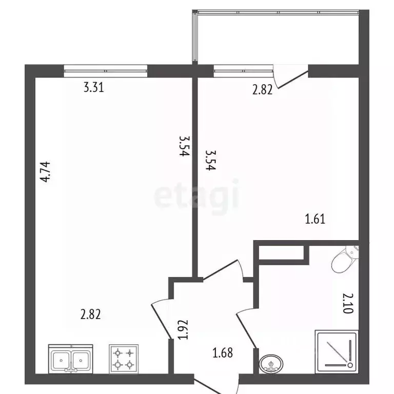 1-к кв. Ленинградская область, Кудрово г. Всеволожский район, ... - Фото 2