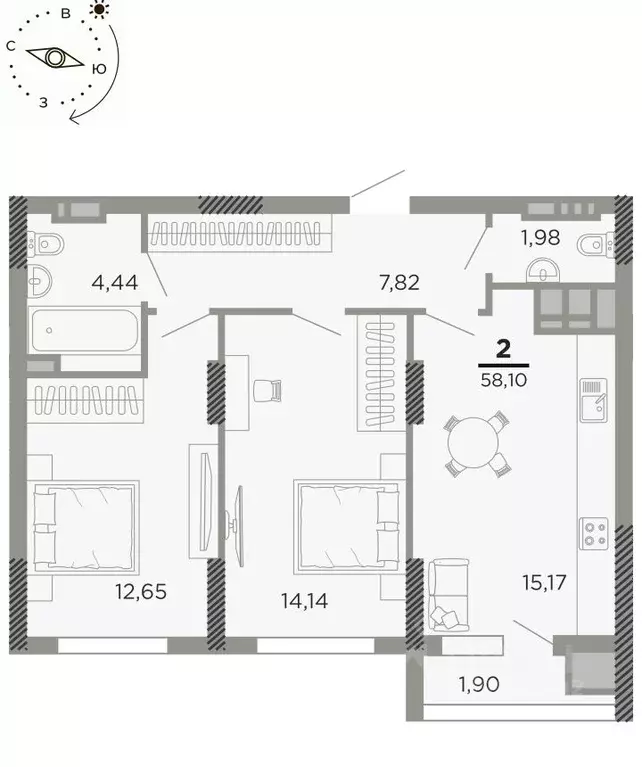 2-к кв. Рязанская область, Рязань Совхозная ул., 6 (58.1 м) - Фото 0