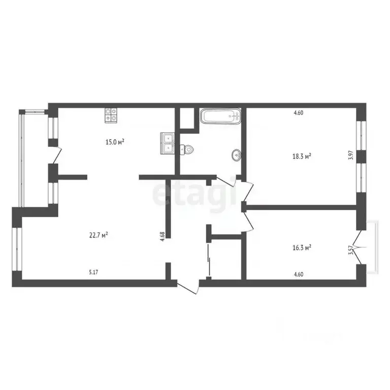 3-к кв. Ханты-Мансийский АО, Когалым ул. Нефтяников, 7 (89.0 м) - Фото 1