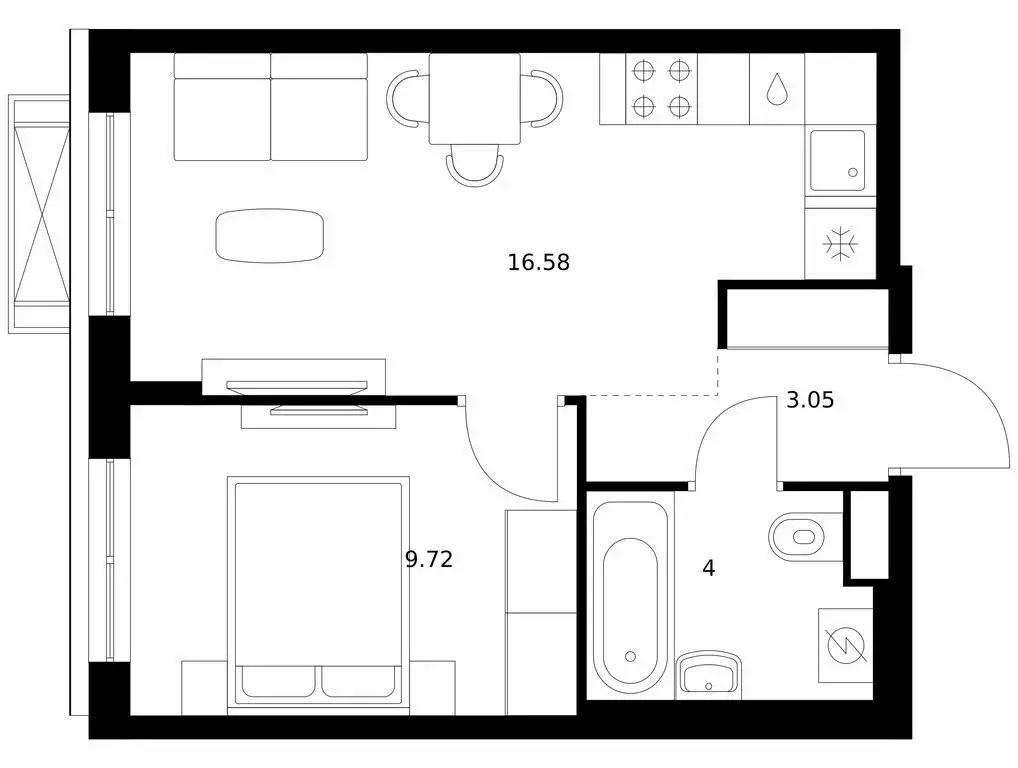 1-комнатная квартира: Улан-Удэ, Советская улица, 9 (33.35 м) - Фото 1
