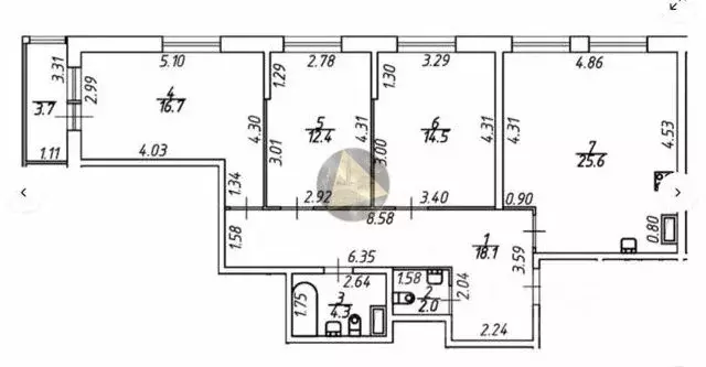 3-к кв. Санкт-Петербург бул. Александра Грина, 4 (93.6 м) - Фото 2