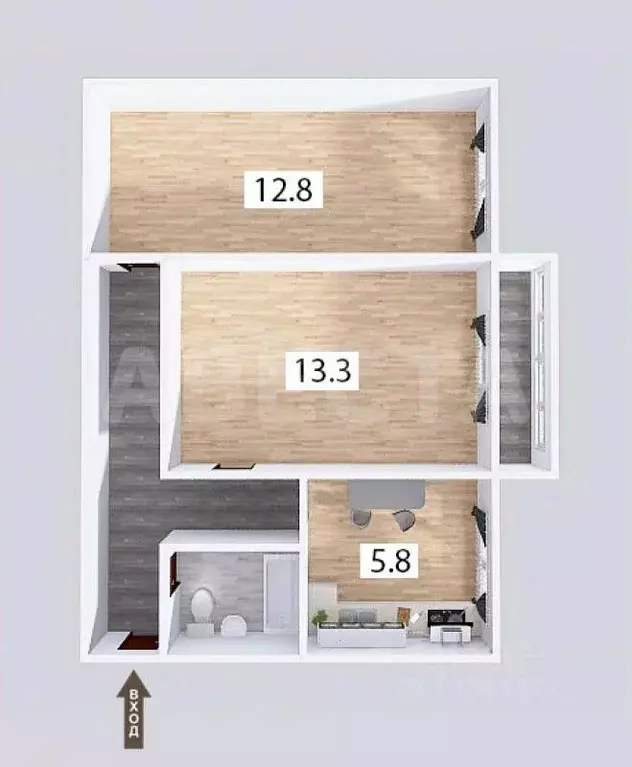 2-к кв. Омская область, Омск пос. Степной, ул. 40 лет Ракетных Войск, ... - Фото 2