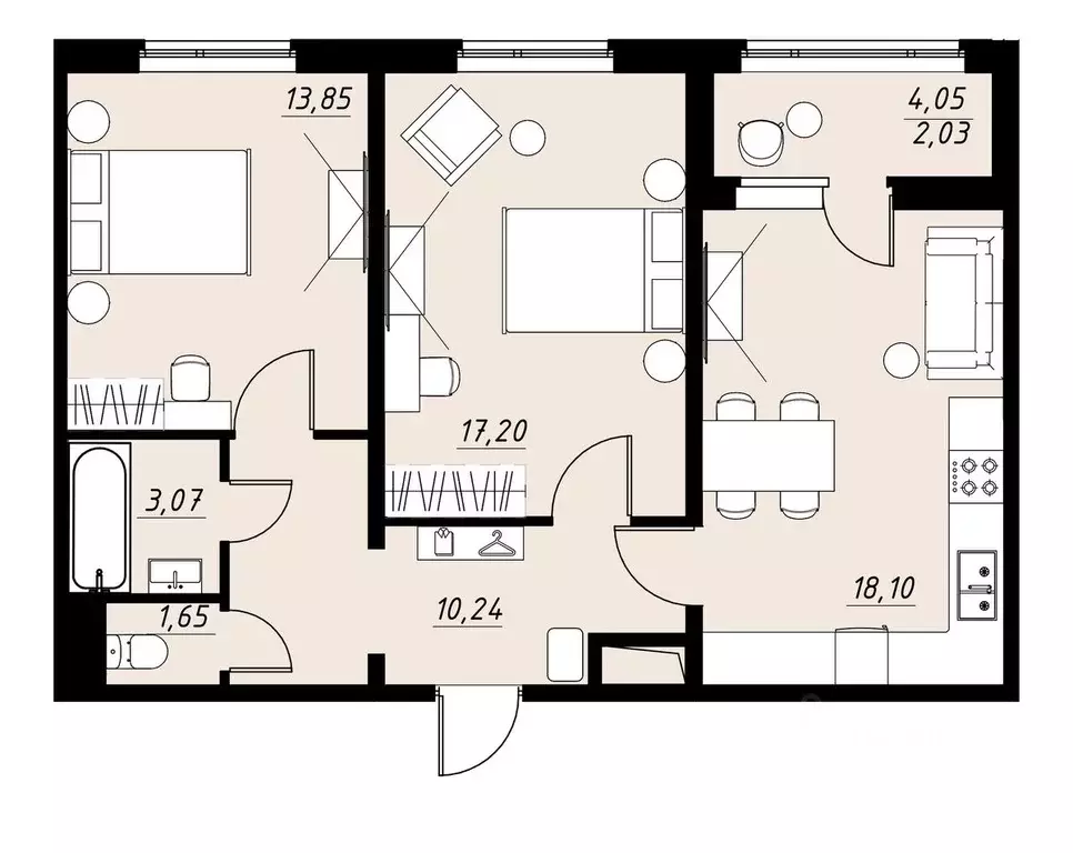 2-к кв. Тамбовская область, Тамбов ул. Имени Павла Строганова, 11Д ... - Фото 1