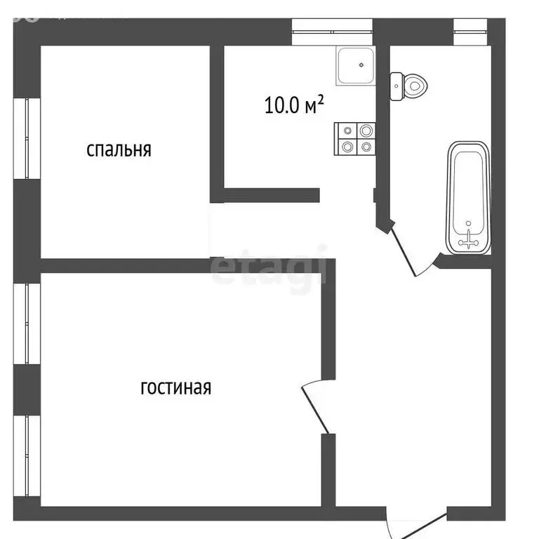 2-комнатная квартира: посёлок Круглое Поле, улица Строителей, 4 (49.3 ... - Фото 1