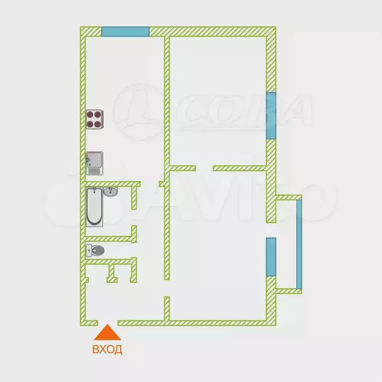 2-к. квартира, 44 м, 7/9 эт. - Фото 0
