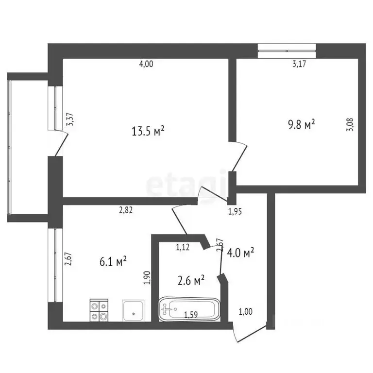 2-к кв. Брянская область, Брянск Московский просп., 9 (35.9 м) - Фото 1