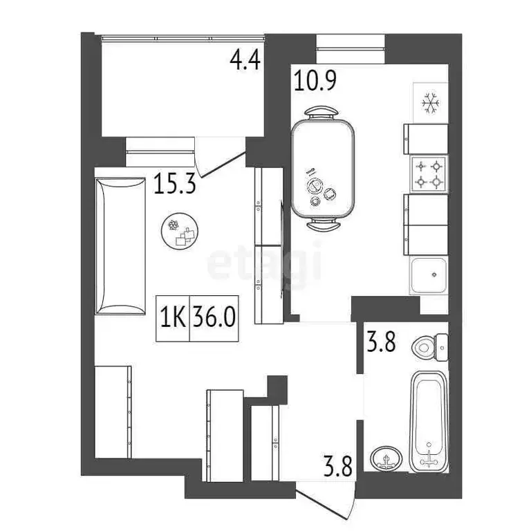 Продаётся 1-к квартира, 35.3 м - Фото 0