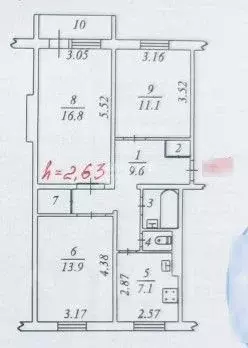 3-к кв. Ямало-Ненецкий АО, Ноябрьск ул. 40 лет Победы, 7 (64.2 м) - Фото 2