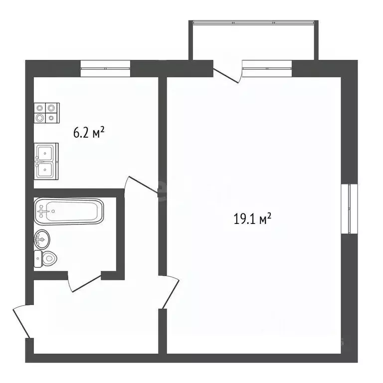 1-к кв. Самарская область, Самара ул. Гагарина, 82 (31.0 м) - Фото 1
