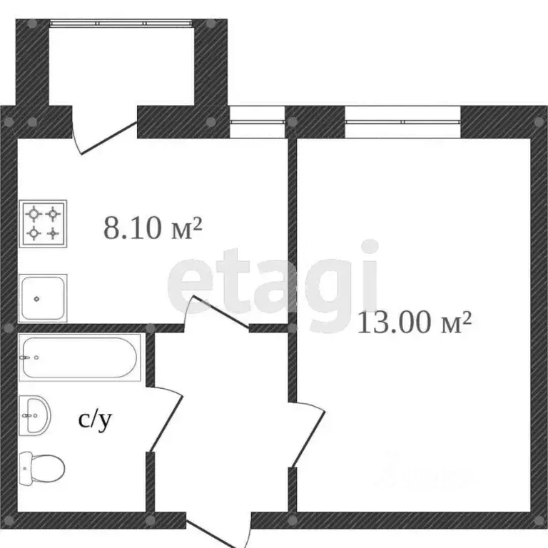 1-к кв. Тюменская область, Тобольск 9-й мкр, 5А (28.2 м) - Фото 1
