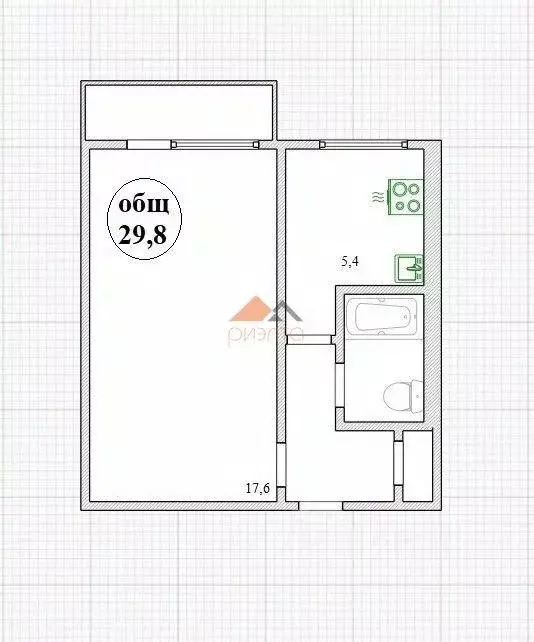 1-к кв. Новосибирская область, Новосибирск ул. Крылова, 64 (29.8 м) - Фото 1