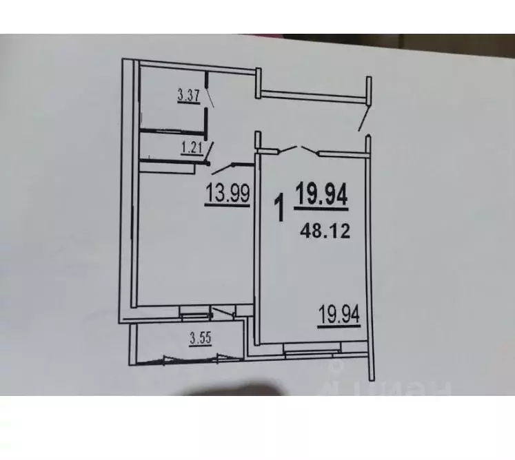 1-к кв. Калужская область, Калуга ул. Серафима Туликова, 2 (48.1 м) - Фото 0