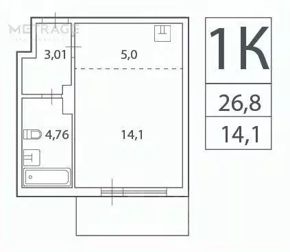 Студия Новосибирская область, Новосибирск Хилокская ул., 1Г (26.8 м) - Фото 1