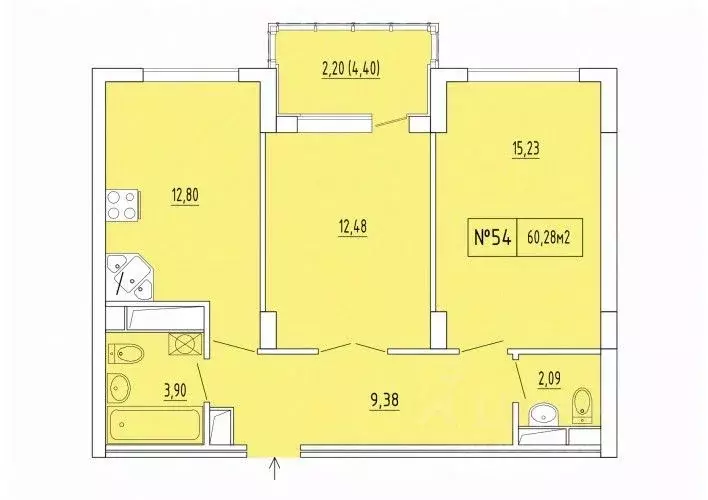 2-к кв. Крым, Феодосия ул. Грина, 43 (60.28 м) - Фото 0