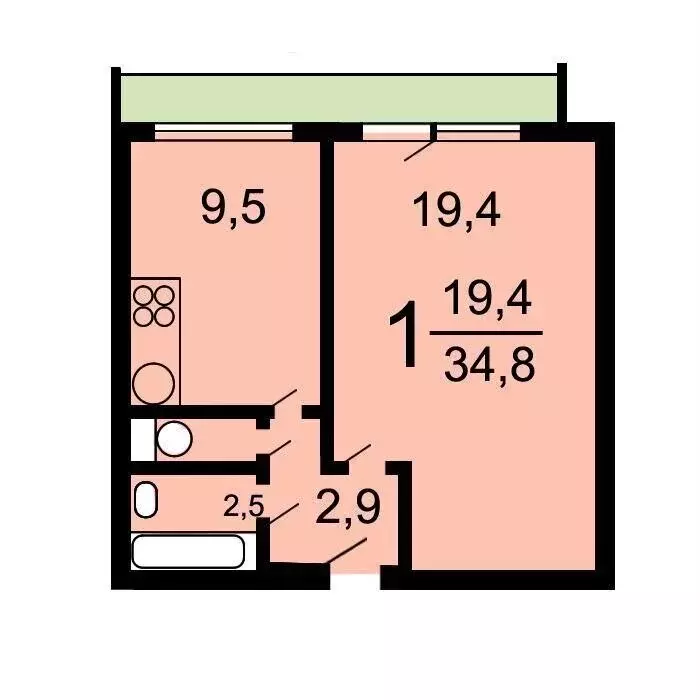 1-комнатная квартира: Москва, Нагорная улица, 23к2 (36 м) - Фото 1