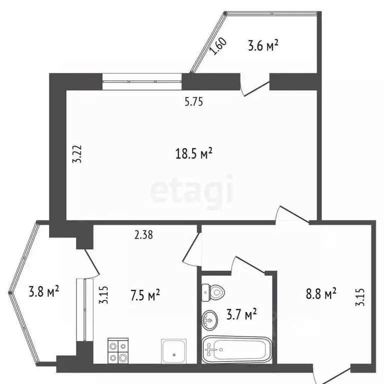 1-к кв. Крым, Ялта муниципальный округ, Гаспра пгт ул. Риекская, 22/1 ... - Фото 2