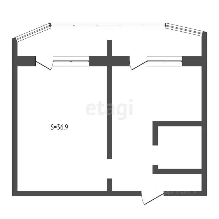 1-к кв. Брянская область, Брянск ул. Братьев Ткачевых, 3 (36.9 м) - Фото 1