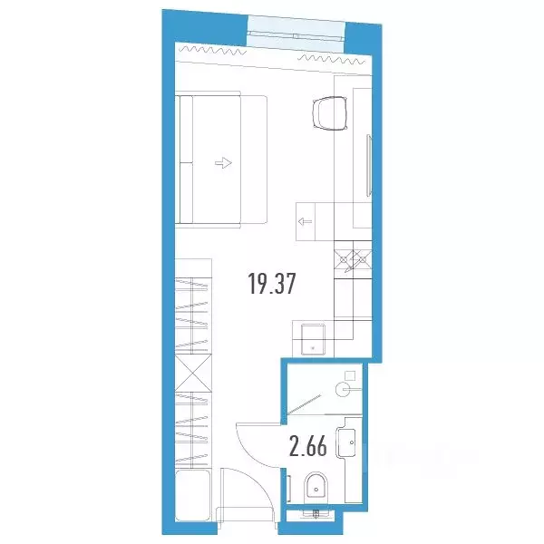 Студия Санкт-Петербург пл. Конституции, 3 (22.03 м) - Фото 0