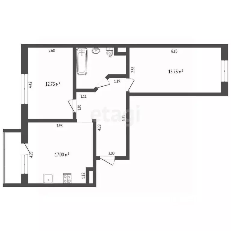 2-к кв. Тюменская область, Тюмень ул. Тимофея Чаркова, 79к3 (63.0 м) - Фото 0