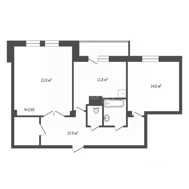 2-к кв. Красноярский край, Красноярск Северный мкр, ул. Водопьянова, ... - Фото 1