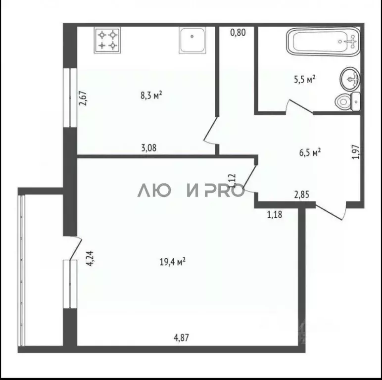 1-к кв. Башкортостан, Уфа ул. Пожарского, 261 (37.7 м) - Фото 2