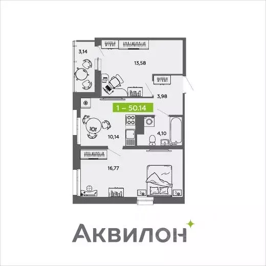 2-к кв. Архангельская область, Архангельск 6-й мкр,  (50.14 м) - Фото 0