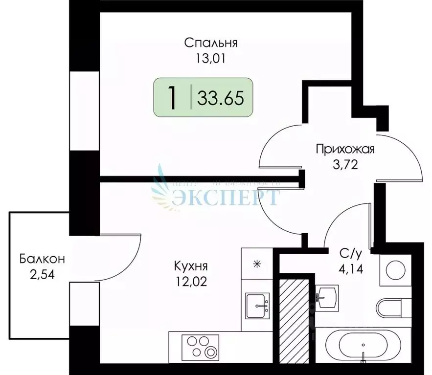 1-к кв. Нижегородская область, Нижний Новгород Фибролитовая ул. (33.65 ... - Фото 1