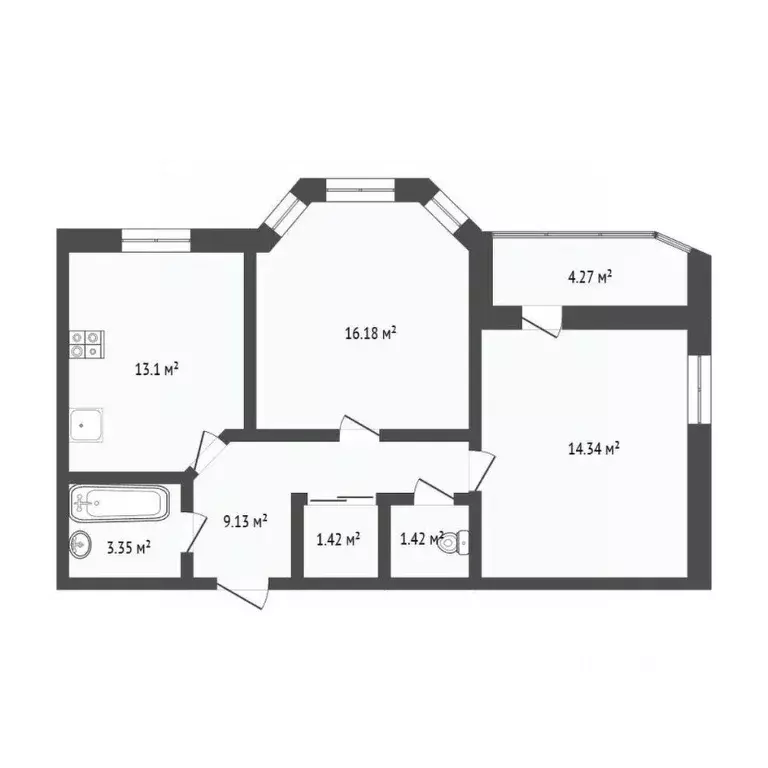 2-к кв. Тюменская область, Тюмень ул. Мельникайте, 138А/1 (60.0 м) - Фото 2