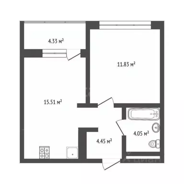 1-к кв. Тюменская область, Тюменский муниципальный округ, д. Дударева ... - Фото 1