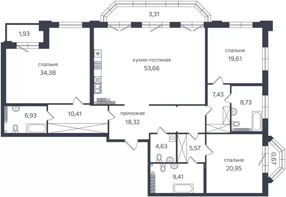 3-к кв. Санкт-Петербург проезд Петровская коса, 1к2 (207.5 м) - Фото 0