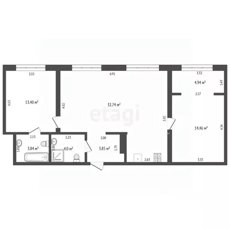 2-к кв. Тюменская область, Тюмень ул. Пожарных и Спасателей, 1 (72.9 ... - Фото 1